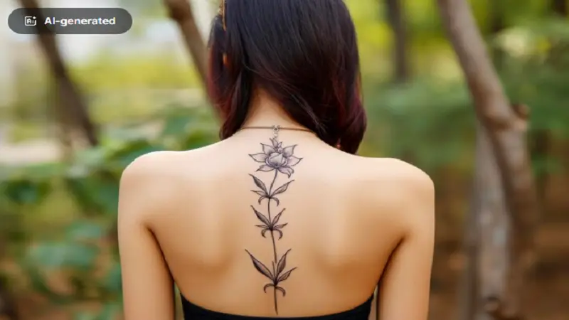 unique back baddie women's feminine spine tattoos